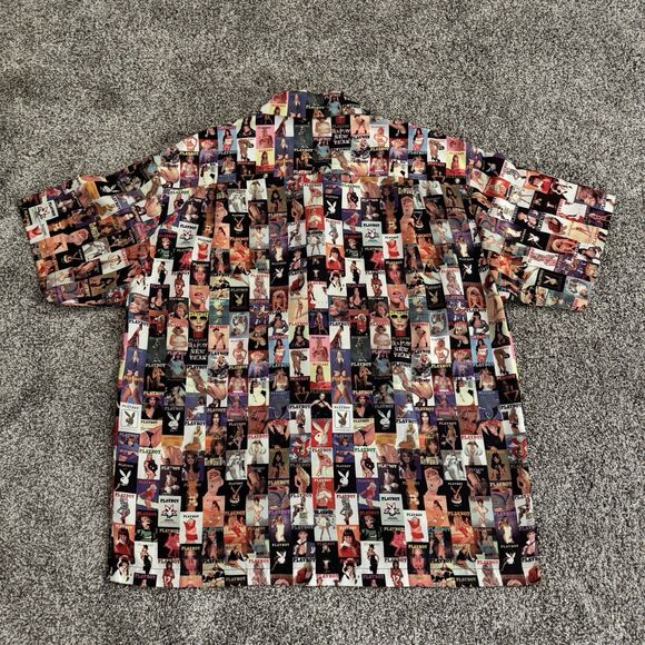 Playboy Centerfold Magazine Cover 90’s Y2K Button Shirt Men’s Size Large Vintage - Picture 4 of 10